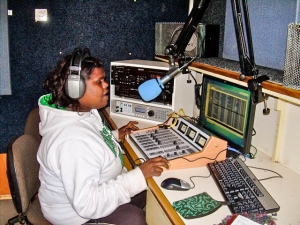 Jamie Lee broadcasting from Mimili